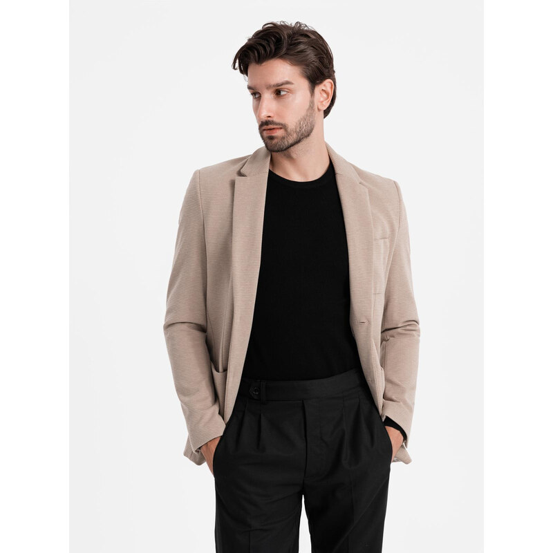 Ombre Elegant fitted mens structured knit blazer - beige 67099660