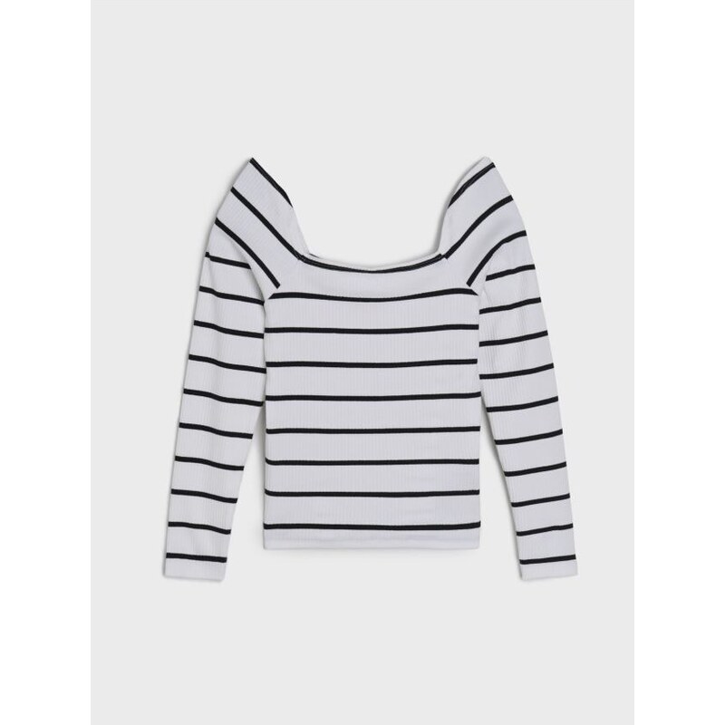 Sinsay - Tričko s dlhými rukávmi - biela 65738808