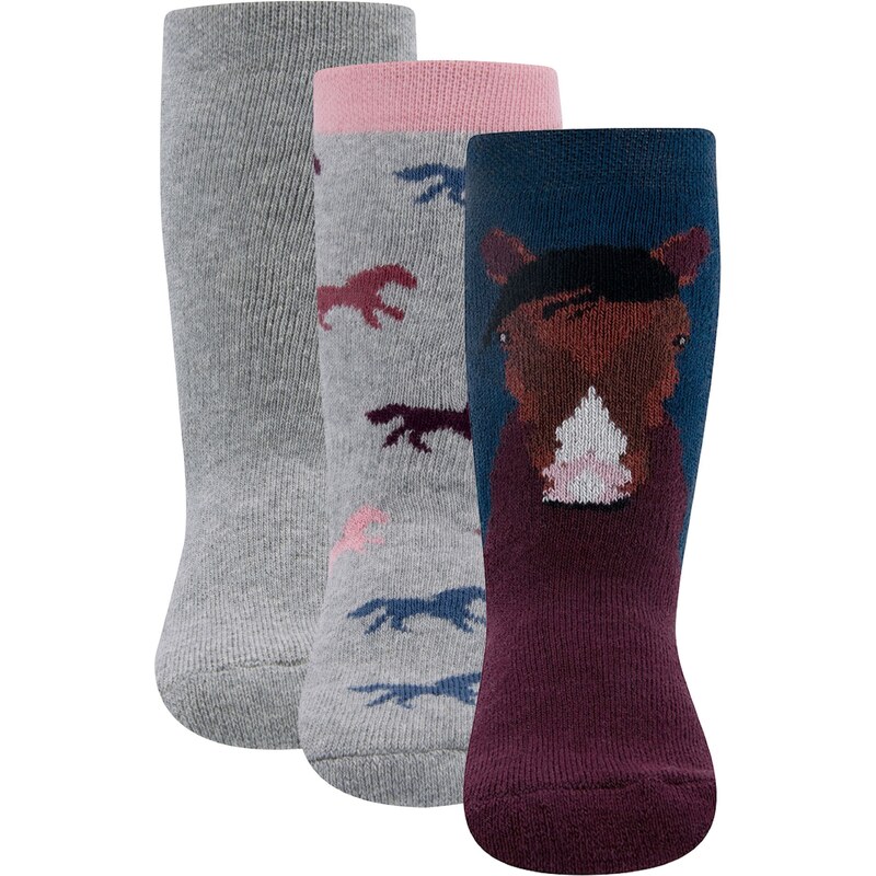 EWERS Ponožky Pferd tyrkysová / sivá melírovaná / tmavočervená / 61947102