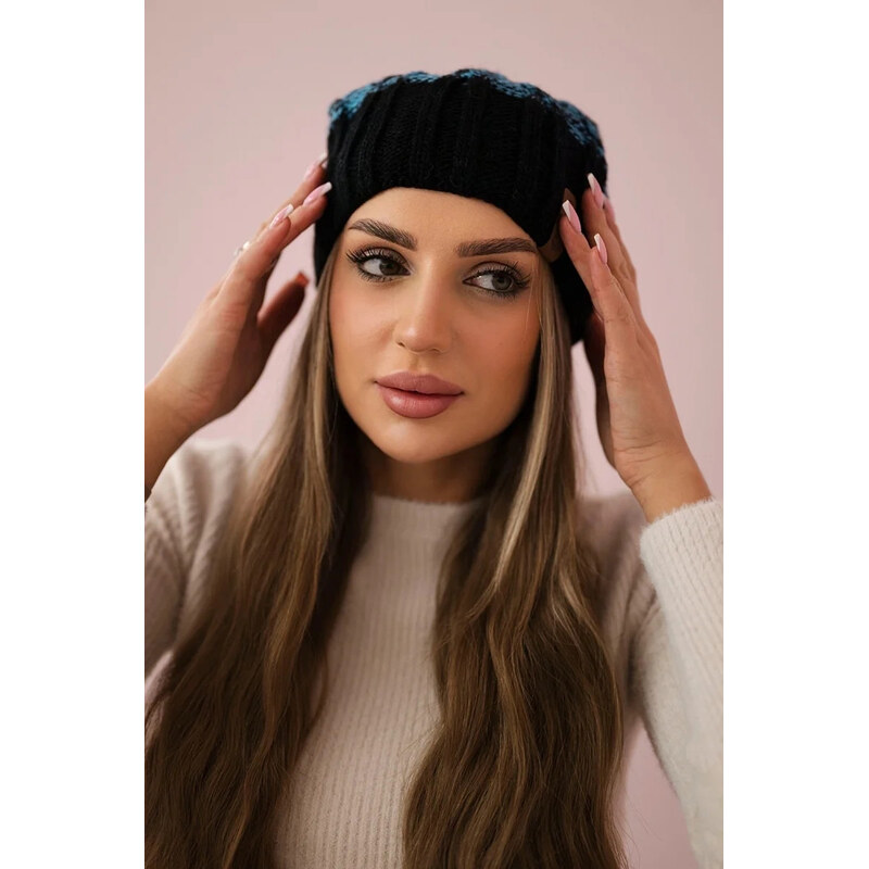 K-Fashion Milano fleecová čiapka K203 tyrkysová melange+čierna 44560761