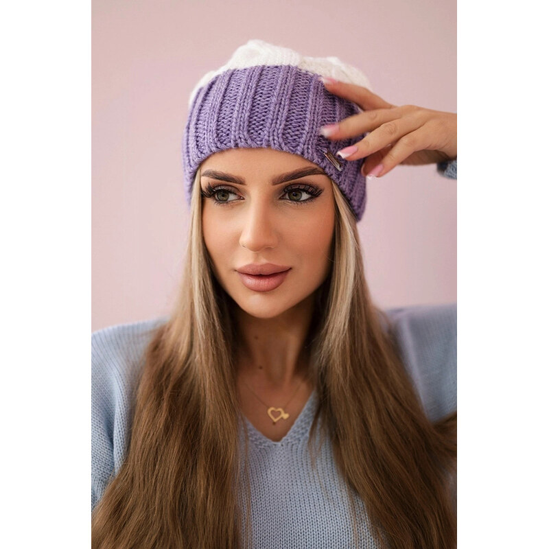 K-Fashion Paris fleecová čiapka K212 biela+fialová 44560824
