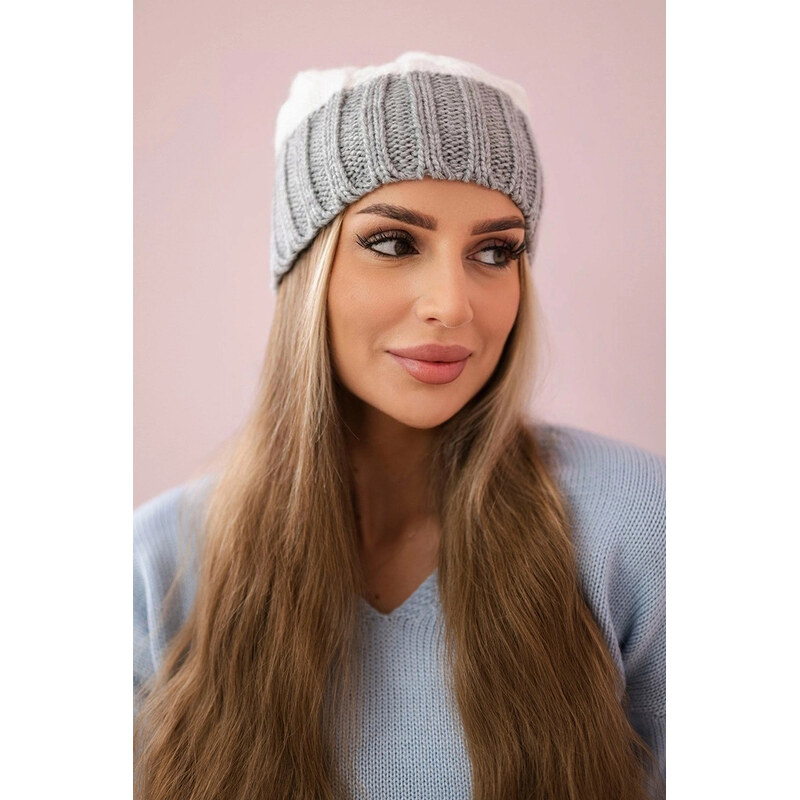 K-Fashion Paris fleecová čiapka K212 biela+sivá 44560830