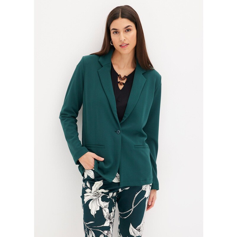 bonprix Blejzer z džersejového krepu, farba zelená 61305765