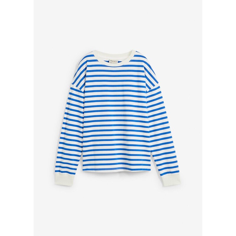 bonprix Mikina, pásikovaná, z bio bavlny, dlhý rukáv, farba béžová 61305693