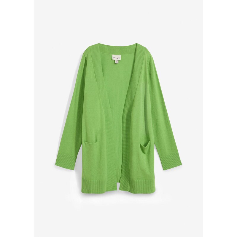 bonprix Pletený sveter s vreckami, dlhý rukáv, farba zelená 61305691