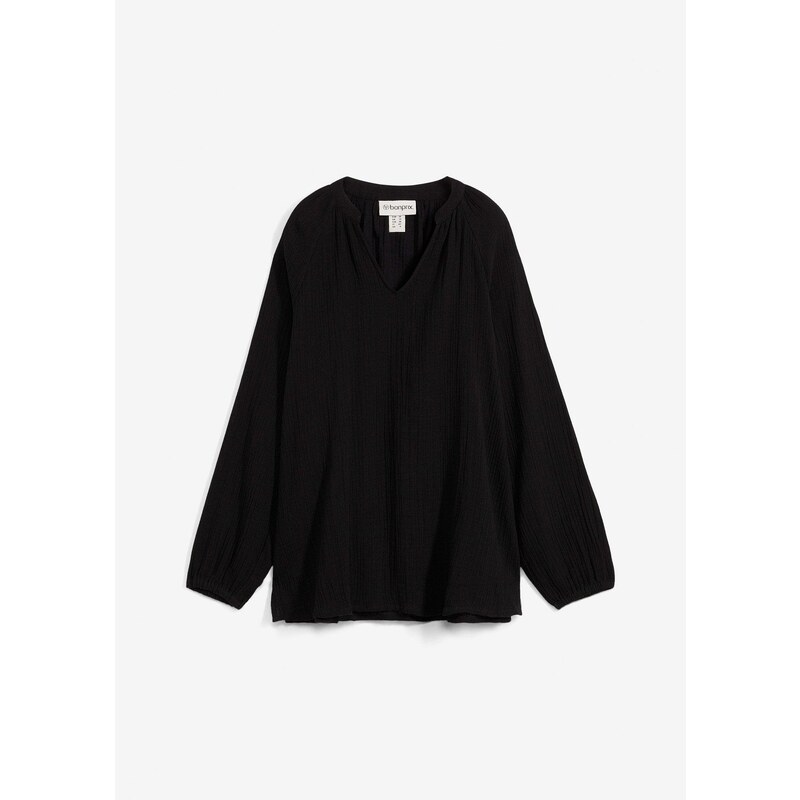 bonprix Dlhá tunika z mušelínu, farba čierna 61305820