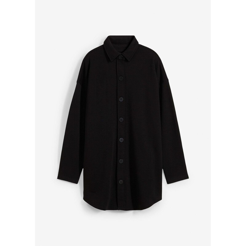 bonprix Dlhá mikinová bunda s vreckami, farba čierna 61305831