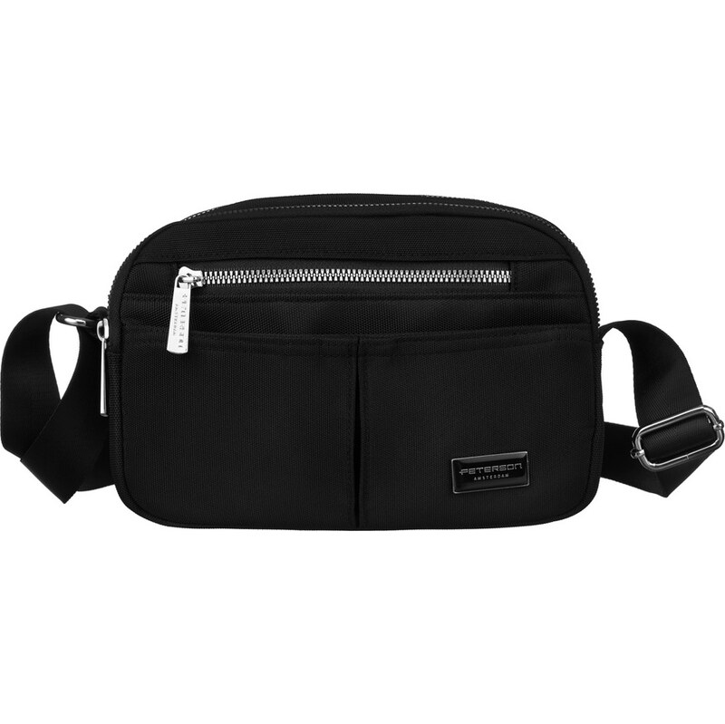 Peterson Čierna dámska messenger taška so striebornými detailmi PTN 61532341