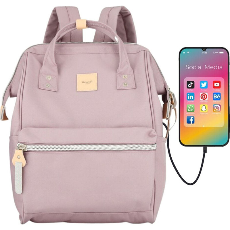 BASIC Himawari Ružový dámsky batoh s vreckom na notebook a USB portom 65151248