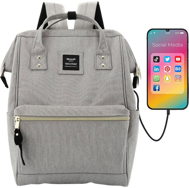 BASIC Himawari Priestranný sivý dámsky batoh s USB portom a vreckom na 65151222