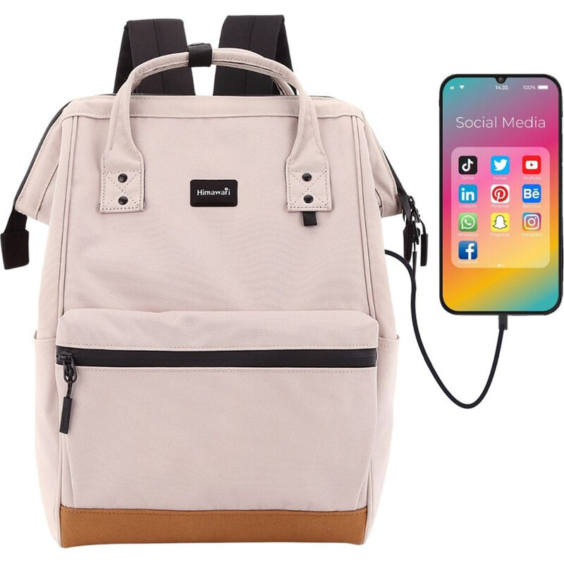 BASIC Himawari Lila dámsky batoh s predným vreckom a USB portom 124 65151231