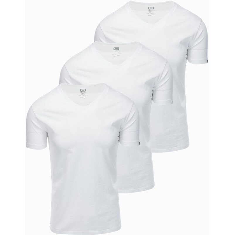 Ombre Set of mens cotton V-neck BASIC shirts - 3x white 64788259