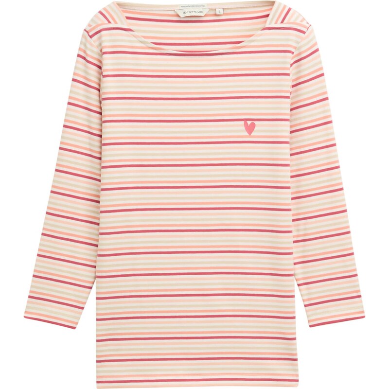 TOM TAILOR Tričko svetlobéžová / rosé / bordová / biela 62175076