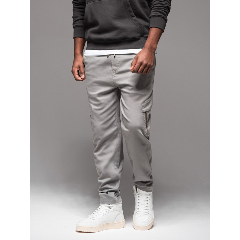 Ombre Mens knitted joggers with cargo pockets - light grey 64782863