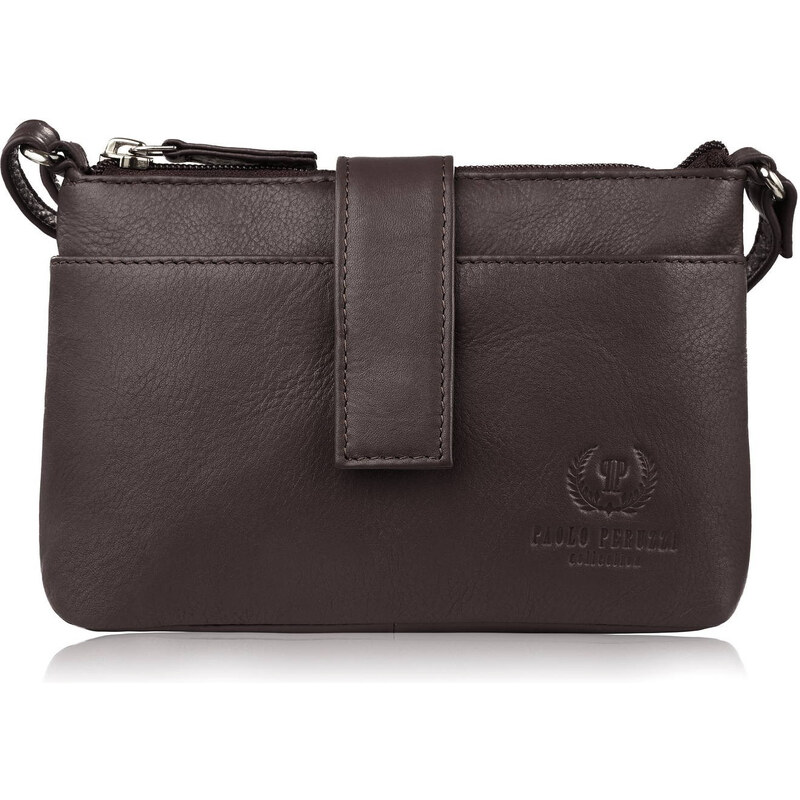 Paolo Peruzzi Dámska malá kožená kabelka cez rameno SI-39-BR | hnedá 61463804