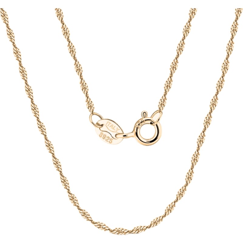 MAJYA Strieborná retiazka ALAN 45 cm | šírka 1,5 mm pozlátená 11399 64582496