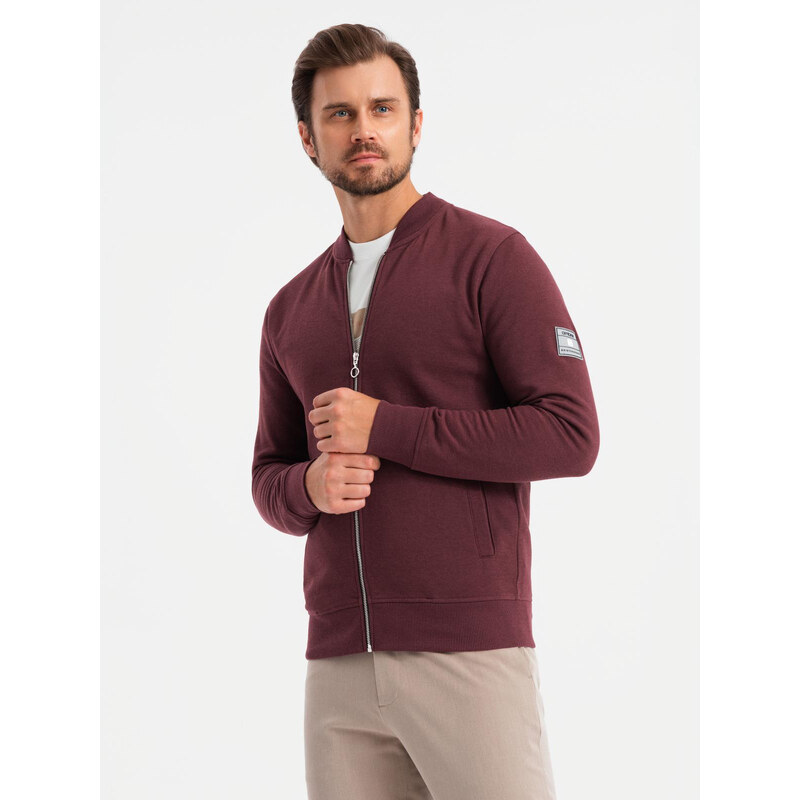 Ombre Unzipped cotton mens sweatshirt bomber - maroon 64788247
