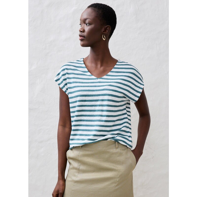 bonprix Tričko, plátené, s netopierími rukávmi a výstrihom do V, farba 44827429