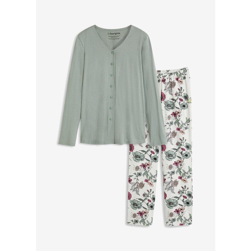 bonprix Pyžamo na gombičky, farba šedá 61305812