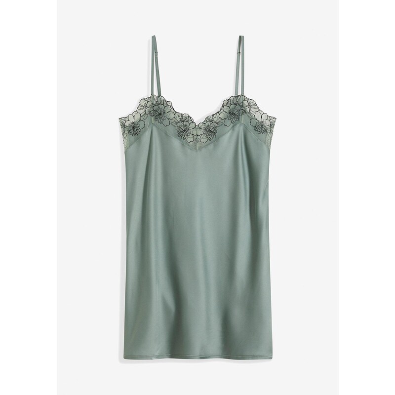 bonprix Saténové negližé s výšivkou, farba šedá 61469662