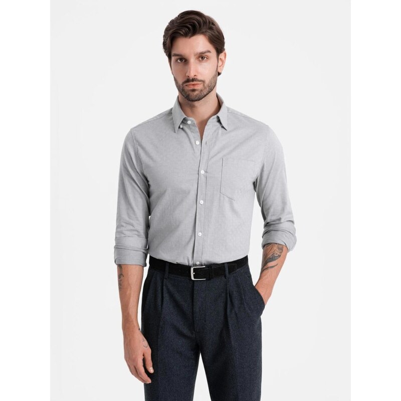 Ombre Clothing Elegantná šedá slim-fit košeľa V2 SHCS-0174 58148058