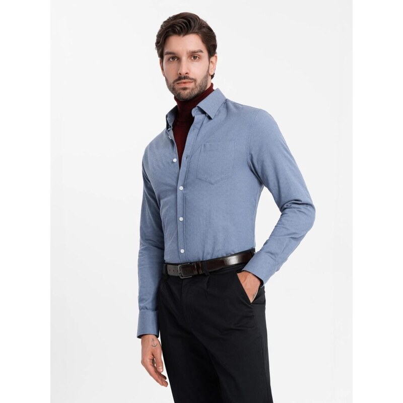 Ombre Clothing Elegantná modrá slim-fit košeľa V1 SHCS-0174 58148057