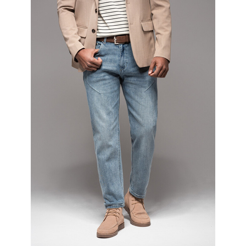 Ombre Mens CARROT FIT denim pants with decorative darts - light blue 64788272