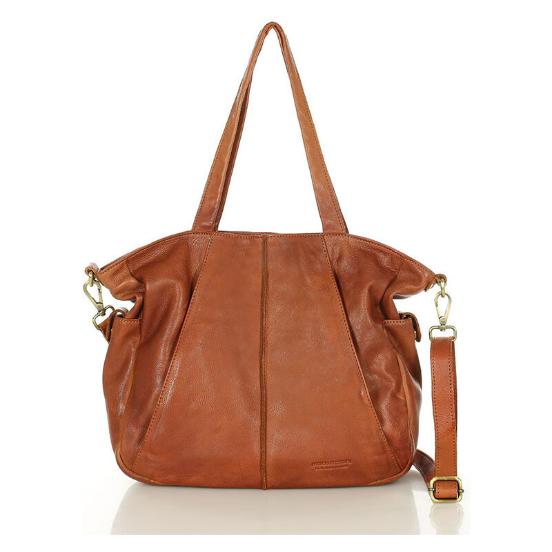 MARCO MAZZINI Mäkká kožená shopper taška | hnedá camel vs116b 61525759