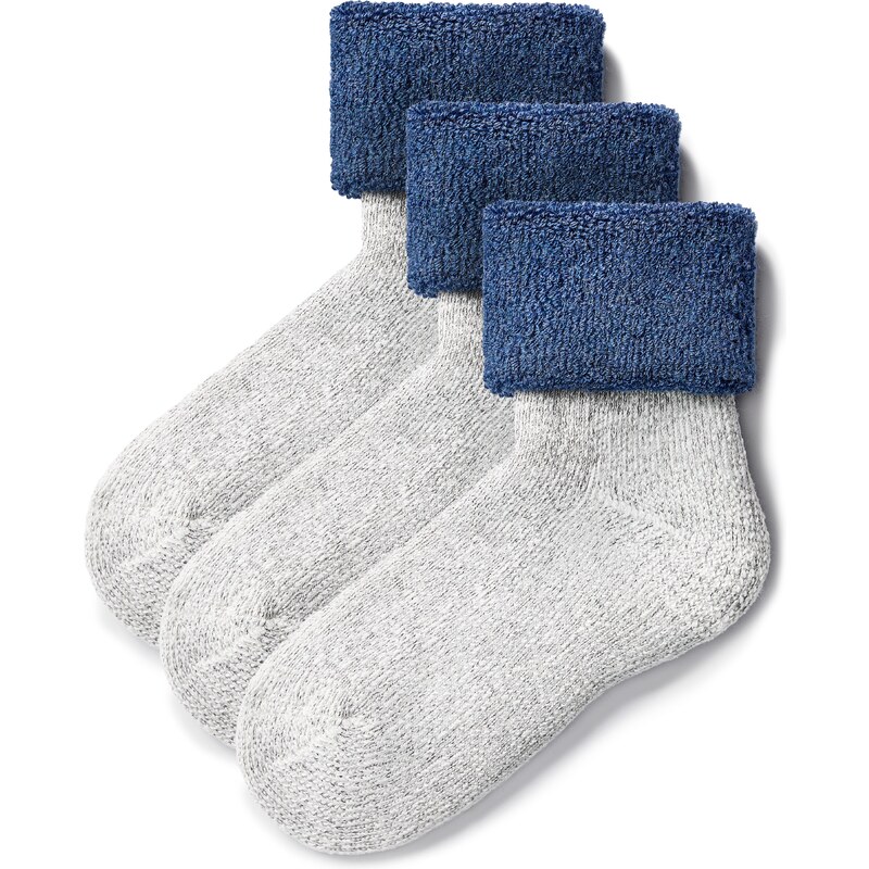 Vlnka 3 páry ponožiek s ovčou vlnou Merino froté modrá 61187678