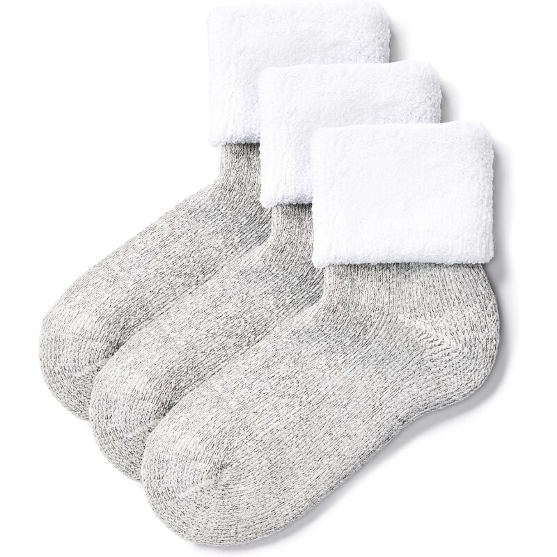 Vlnka 3 páry ponožiek s ovčou vlnou Merino froté biela 61187677