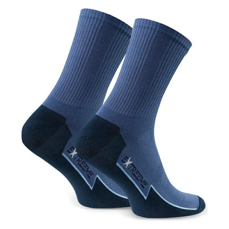 BASIC Modré pánske ponožky s vysokými manžetami Art. 057 A383, DENIM 61532056