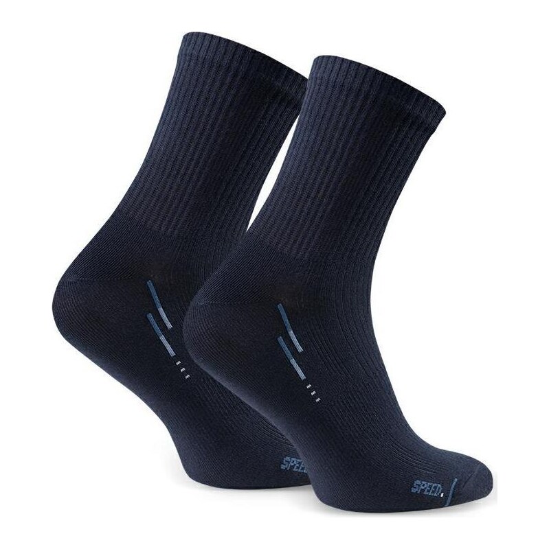 BASIC Tmavomodré pánske vysoké športové ponožky Art. 057 B381 44-46 61532058