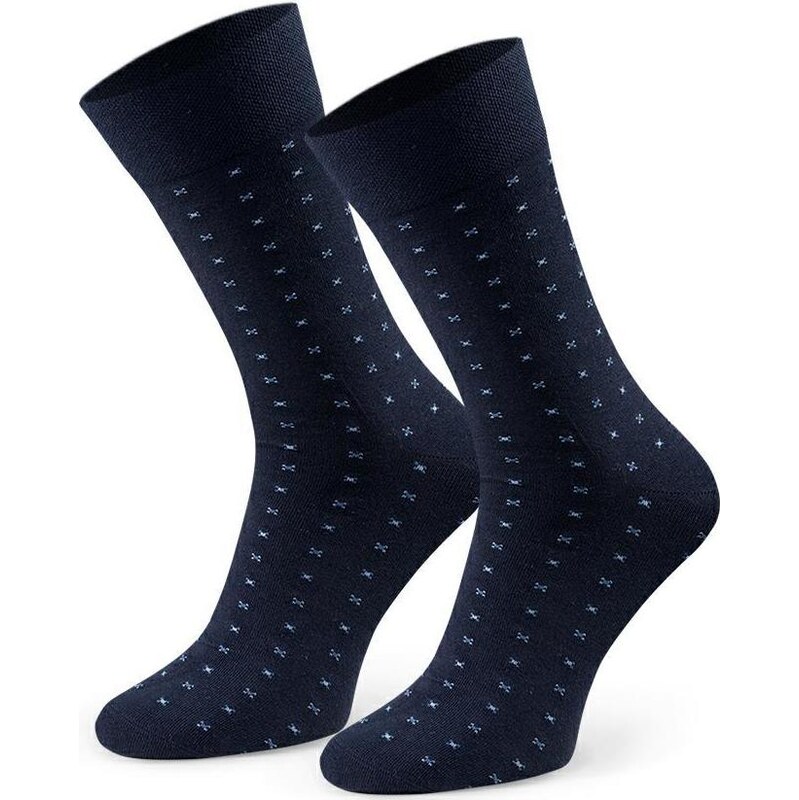 BASIC Tmavomodré vzorované pánske oblekové ponožky Art.056 IC251, NAVY 61532059