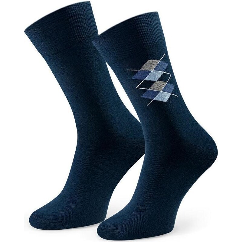 BASIC Tmavomodré pánske oblekové ponožky so vzormi Art.056 HC244, NAVY 61532053