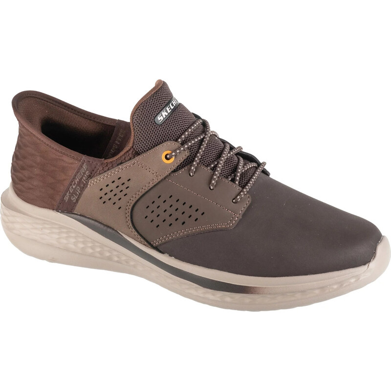 Hnedé pánske kožené tenisky Skechers Slip-Ins: Slade - Macklin 210890 61532100