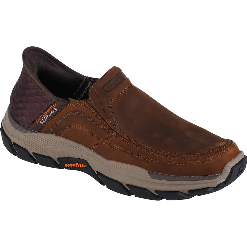 Tmavohnedé pánske kožené tenisky Skechers Slip-Ins Respected - Elgin 61532149
