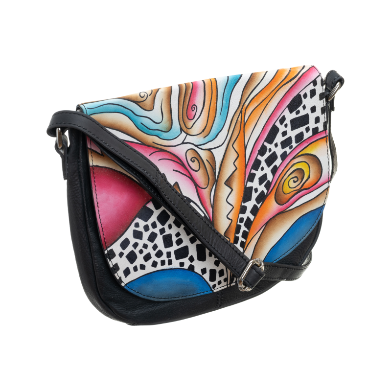Rovicky ručne maľovaná farebná kabelka LB-1901-ART-07 BLACK 61532189