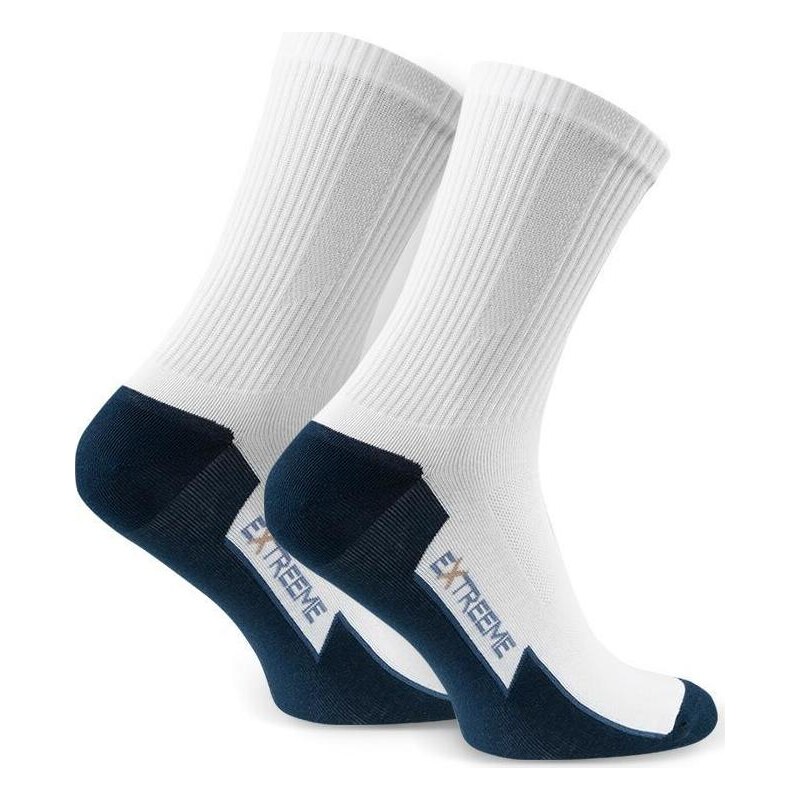 BASIC Pánske bielo-čierne vysoké športové ponožky Art. 057 A382, WHITE 61532393