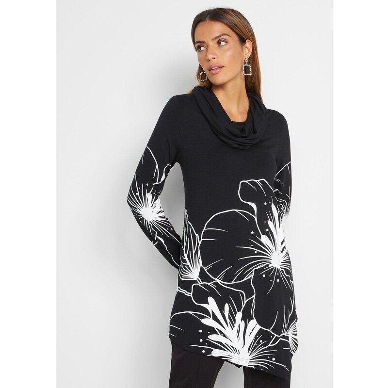 bonprix Dlhé tričko s rolákovým golierom, farba čierna 45853486