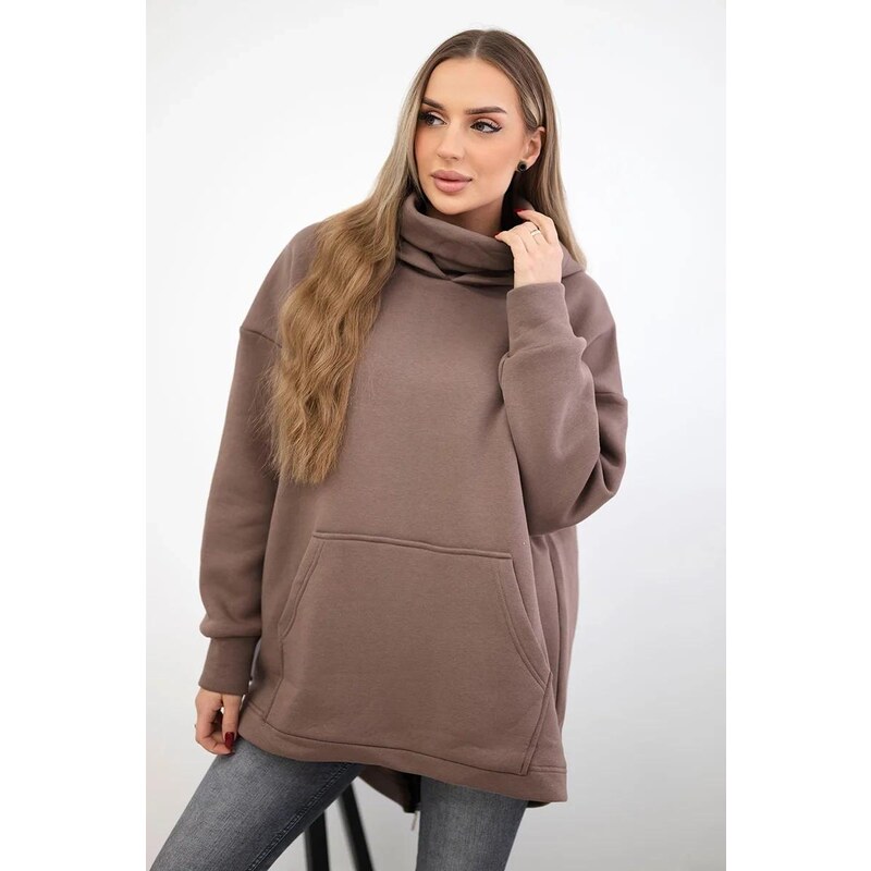 MladaModa Zateplená mikina s klokaním vreckom a zipsom vzadu model 36429286