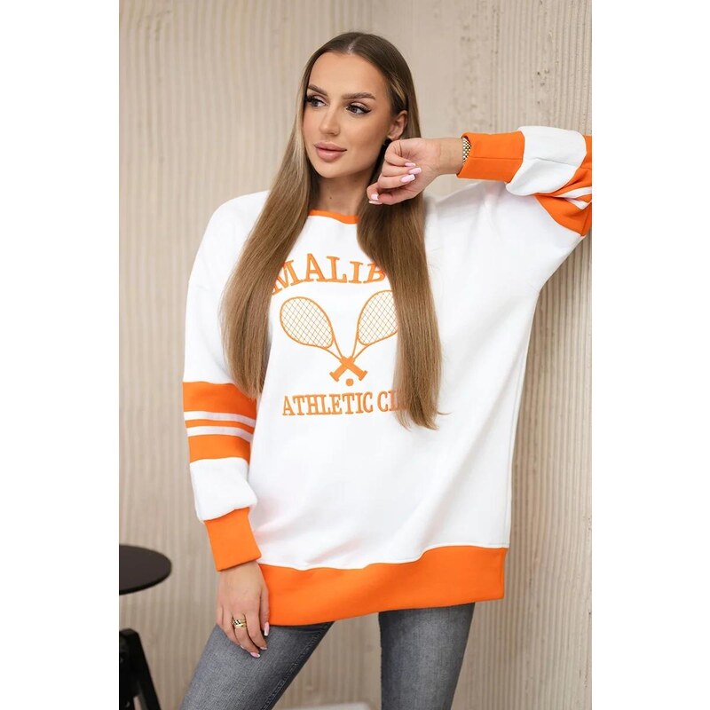 MladaModa Zateplená mikina Malibu biela+oranžová 36429296
