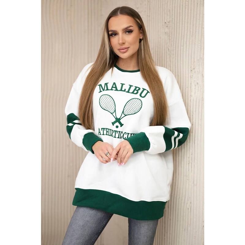 MladaModa Zateplená mikina Malibu farba ecru+zelená 36429298