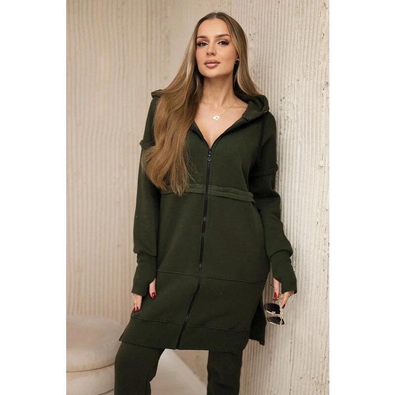 MladaModa Zateplená tepláková súprava s dlhou mikinou na zips model 36429363