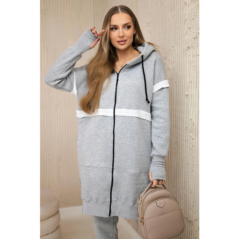 MladaModa Zateplená tepláková súprava s dlhou mikinou na zips model 35230924