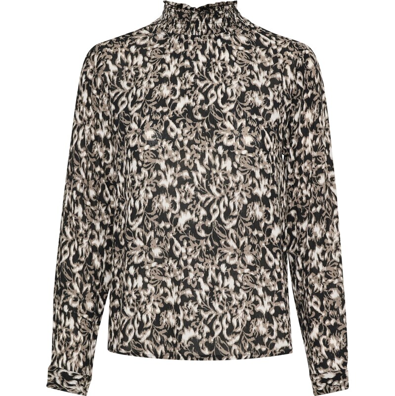 Kaffe Blúzka KA Amber tmavobéžová / čierna / biela 61754894