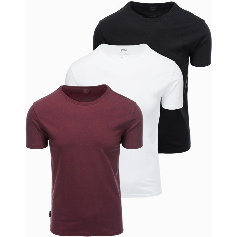 Ombre BASIC mens cotton t-shirt set with round neckline - black/white 64788248