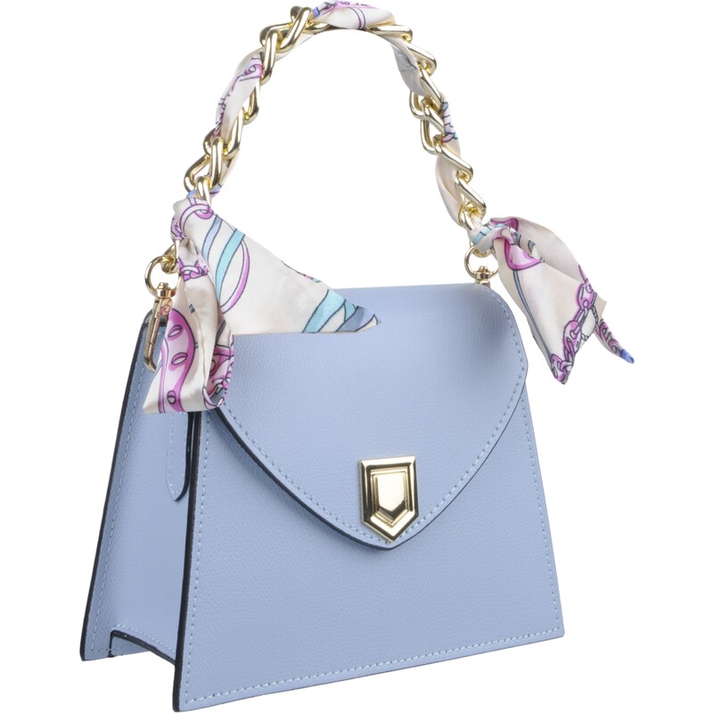 Modrá kožená talianska crossbody kabelka Virginia Celeste NovaKabelka 61590933