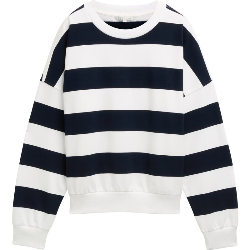 TOM TAILOR DENIM Mikina námornícka modrá / biela 62127805
