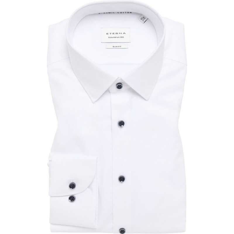 Pánska biela košeľa Dynamic Cotton so štruktúrou ETERNA slim fit 62578819