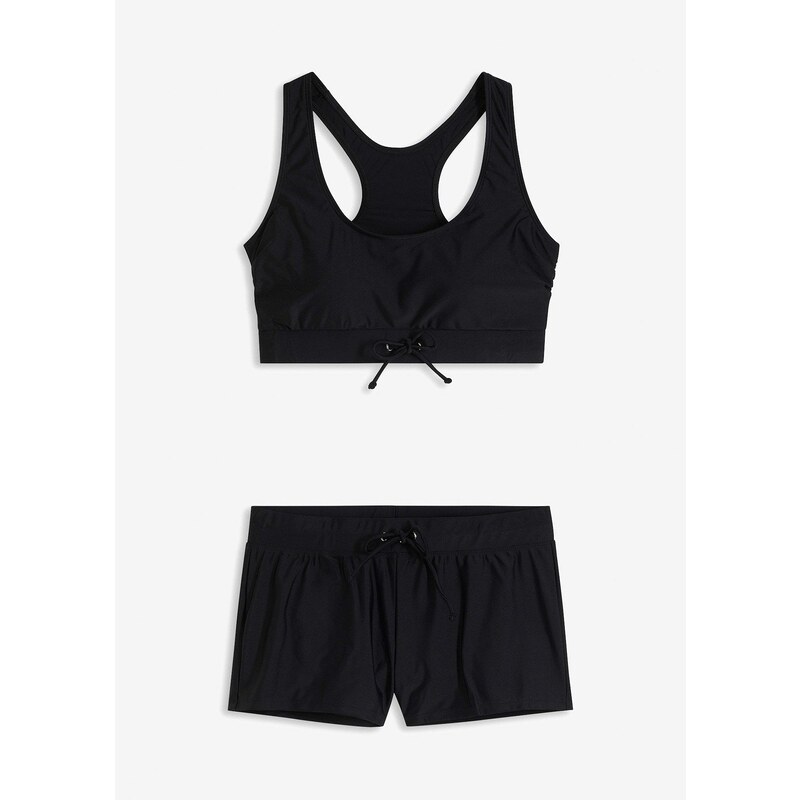 bonprix Bikiny (2-dielne) s kúpacími šortkami, farba čierna 44790748